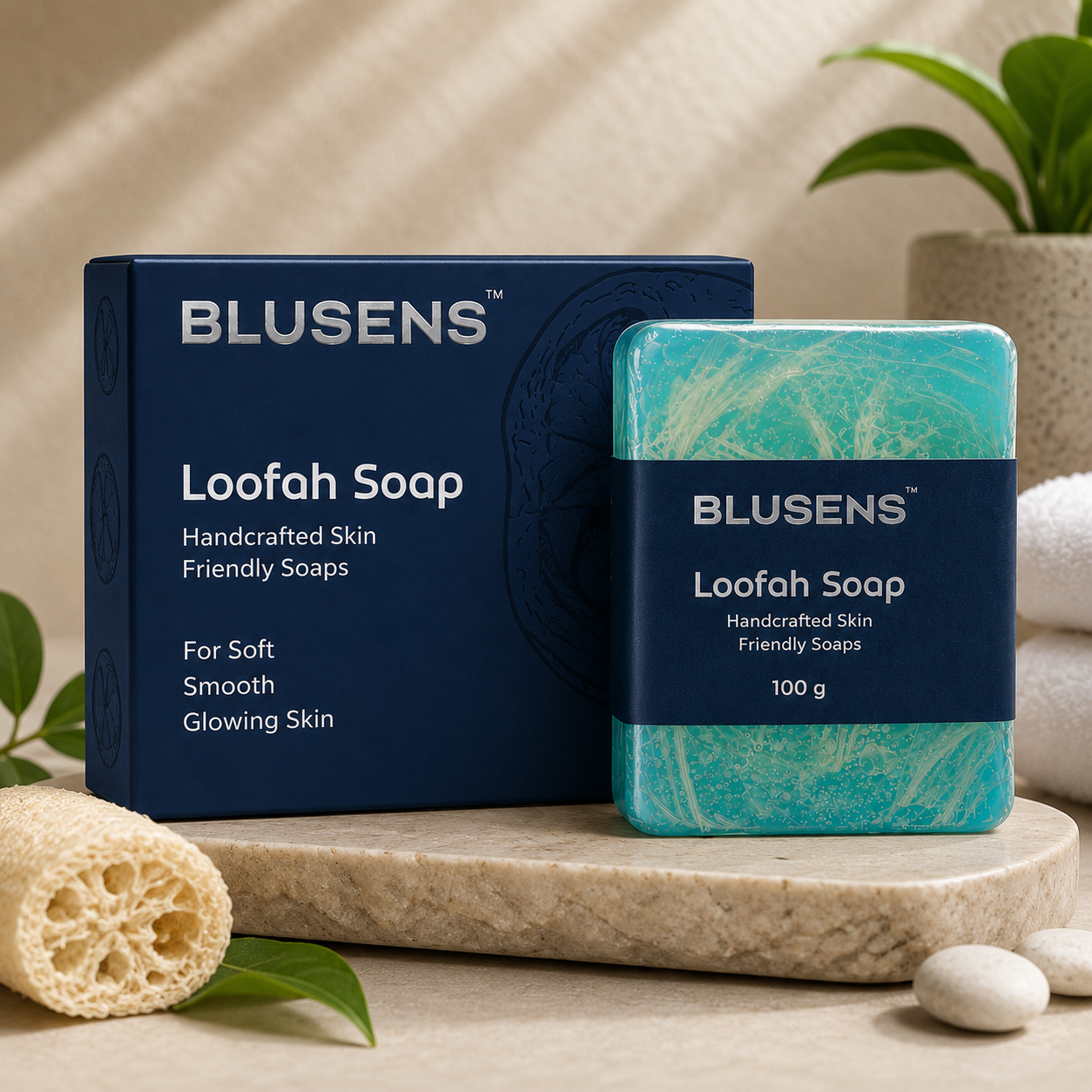 BLUSENS Loofah Soap – Handcrafted Skin Friendly Soap 100g - Image 3