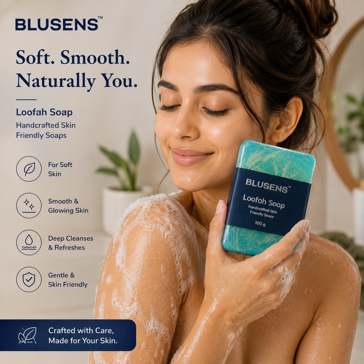 BLUSENS Loofah Soap – Handcrafted Skin Friendly Soap 100g - Image 2